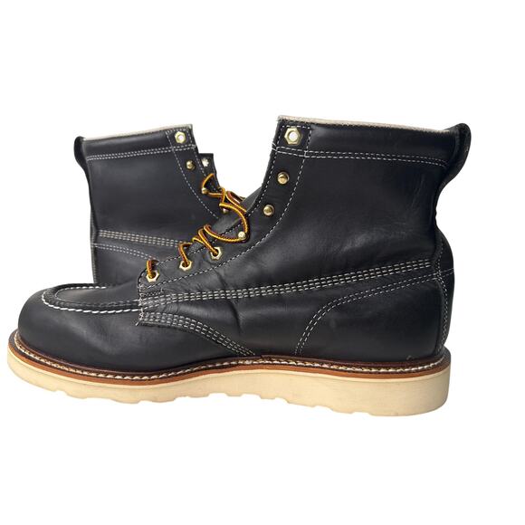 Thorogood Work Boots American 6" Men's 14D Moc Soft Toe Black Leather 814-6201 - Picture 2 of 9